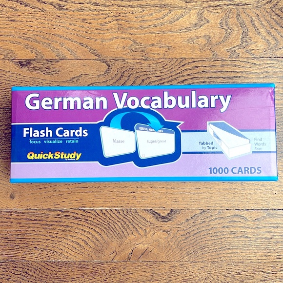 German Vocabulary Flash Card Set 1000 card learning a new language Quick Study - Picture 1 of 4